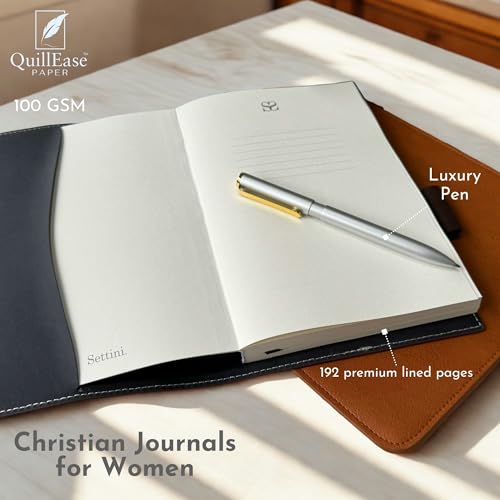 SETTINI® Refillable Vegan Leather Journal with Pen, Be Still Pink - color: Delicate Pink - Be Still