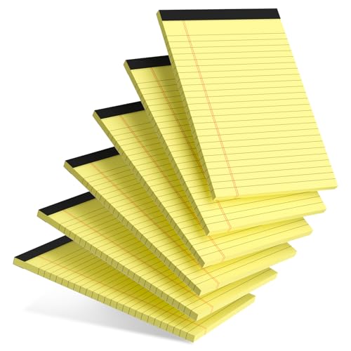 AILZFEI 6pcs Small Note Pad 5x8 College Ruled Legal Pads Paper Notepads 6 Pack Study Back Writing Pads 5 x 8 Legal Pads Perforated Narrow Ruled Pads of Paper Yellow - color: Yellow