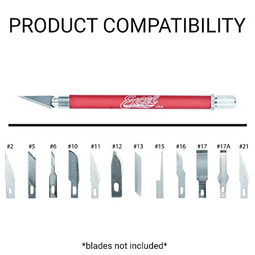 Excel Blades Soft Grip Hobby Knife, K18 with Safety Cap, American Made Light Duty Craft Knife (Red) - color: Red (1)