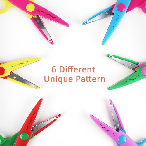 GDMINLO 6-Pack Decorative Edge Craft Scissors, Zigzag & Wave