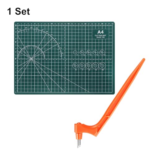 HARFINGTON Craft Cutting Tools 30 Degree Blades 360 Degree Rotating Blade Stainless Steel Cutter Pen Knife with Mat for DIY Crafts Stencils Scrapbooks, Orange - color: Orange