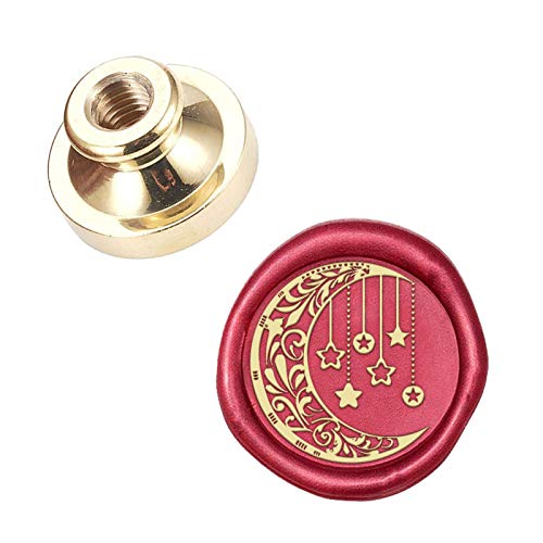 CRASPIRE Moon Wax Seal Stamp Head Stars Sealing Wax Stamp Head Olny No Handle 25mm Plant Removable Brass Stamp Head for Wedding Invitations Christmas Envelopes Craft Adhesive Waxing - style: Moon-