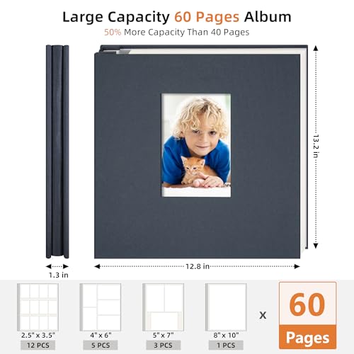 Self Adhesive Photo Album, 60 Pages, 13.2x12.8 Inch, Gray Blue - color: Gray Blue, size: 13.2x12.8 Inch, 30 Sheets (60 Pages)