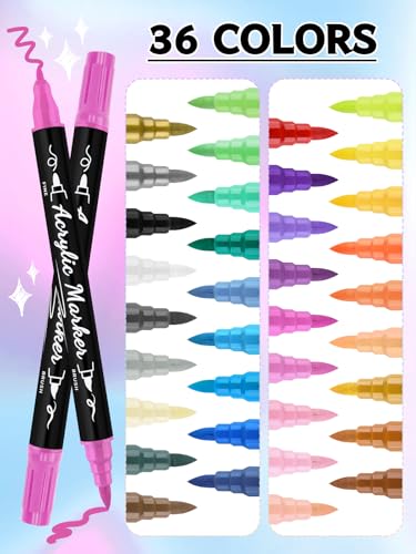 EBANKU 36 Colors Nail Art Pens Set, Christmas Nail Polish Pens Quick-Drying Nail Art Markers Acrylic Paint Nail Point Graffiti Dotting Liner Pen No Squeeze Needed - color: 36P