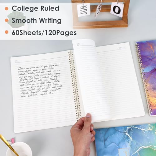 LABUK 3 Pack Spiral Notebook College Ruled Notebook, Aesthetic Journaling Notebooks for Work School Office Home, 3 x 120 Pages, 8.5 x 11 Inches Notebooks for Valentine Gifts - color: multicolored