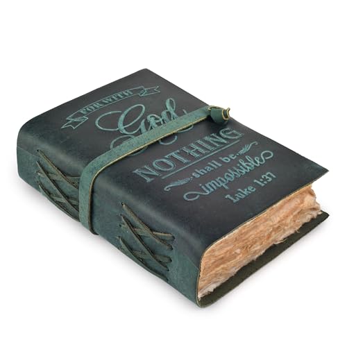 LEATHER VILLAGE Journal Bible Nothing Impossible Verse, Turquoise 10x7. - color: Turquoise, size: 10 inches X 7 inches