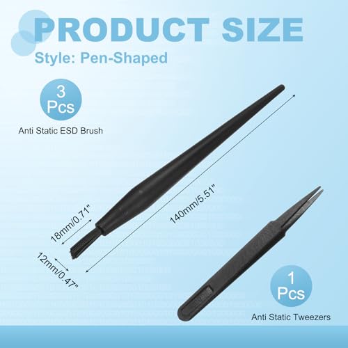 PATIKIL 3pcs ESD Brush Electronic Cleaning Brush Set with 18x12mm Bristles - size: 18 x 12 mm / 0.71 x 0.47 Inch