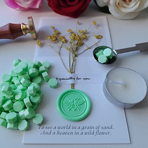 400 Pieces Sealing Wax Beads for Seal Stamp, PORXFLY Wax Seal Beads Great for Wedding Invitations, Wine Packages,Cards Envelopes, Gift Wrapping (Cream Green) - color: Cream green