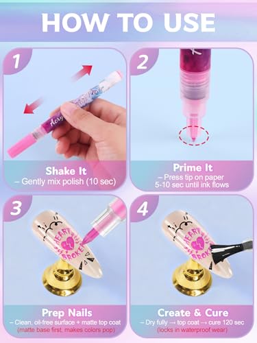 EBANKU 12 Colors Nail Art Pens Set, 3D 0.7MM Graffiti Acrylic Paint Nail Art Quick-Drying Nail Point for DIY Manicure Tools - color: 0.7MM（B)