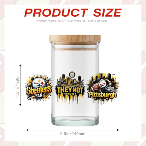4 Sheet UV DTF Cup Wraps for 16 Oz Glass Cups American Football (05) - style: St1