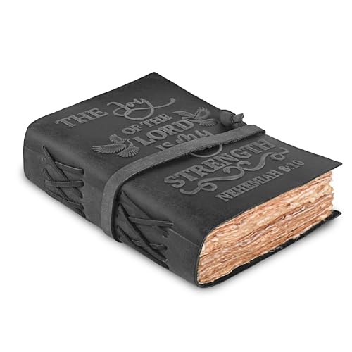LEATHER VILLAGE Journaling Bible Joy Verse, Black 7x5. - color: Charcoal Grey