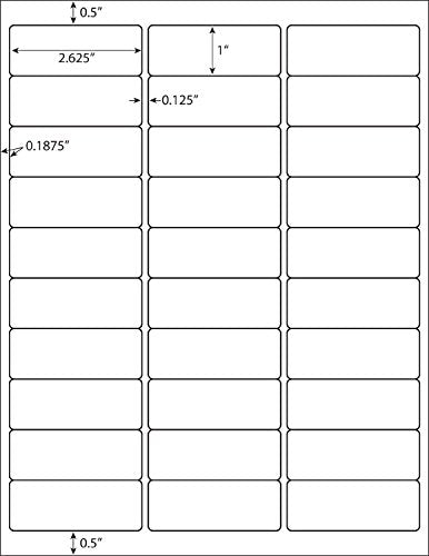 Address Labels for Inkjet Printers 1" x 2-5/8", Pack of 6000 Labels - size: 200 sheets/ 6000 labels