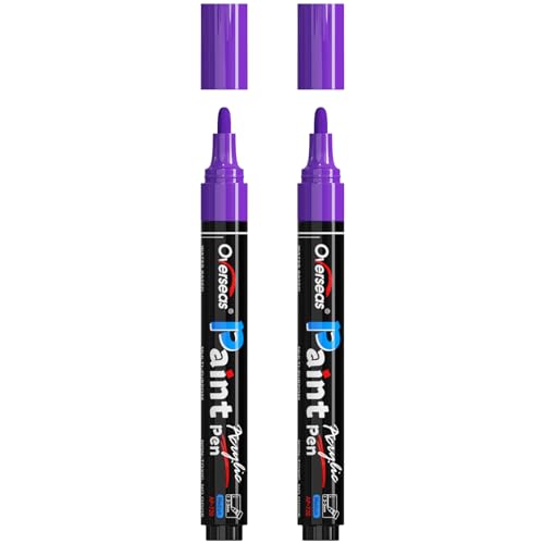 Overseas 2 Pack Purple Acrylic Paint Pens Permanent Markers, Medium Tip - color: Purple