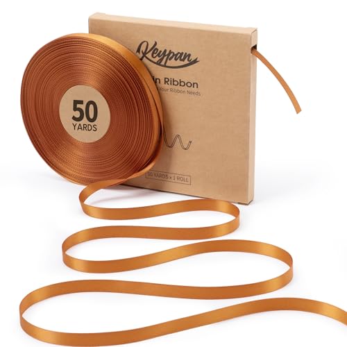 Keypan Copper Satin Ribbon, 3/8 Inch, 50 Yards - color: Copper, size: 3/8"