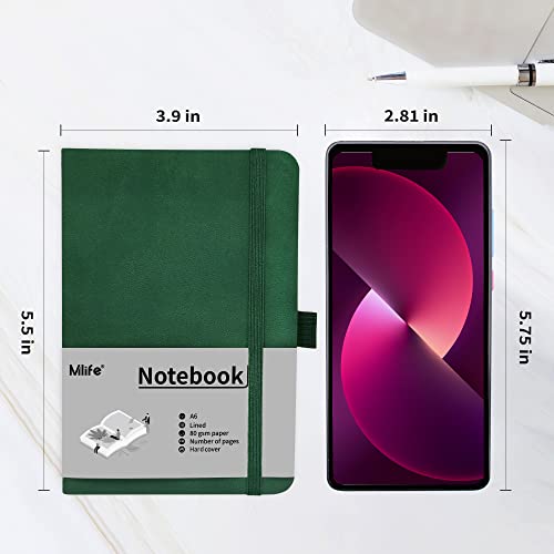 Mlife A6 Small Journal Notebook, Lined Pocket Notebook with Pen Holder, Mini Hardcover Notebook, 192 Pages, 3.9 inches * 5.5 inches Journal for Women and Man (3Pack Green) - color: Green, size: 3 Packs
