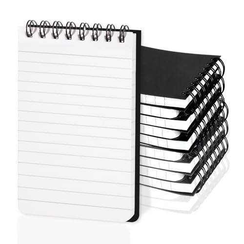 Thboxes 8 Pack Pocket Notebooks, 3 X 5 Spiral Notepads, Black - color: Black