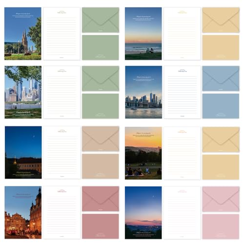Monolike Capture the Life Sky Letter Paper and Envelopes Set - 8Type, 32 Letter Paper + 16 Envelopes - color: Capture the Life Sky