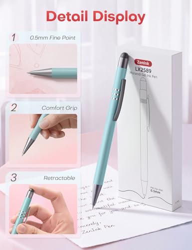 2 in 1 Black Ink Gel Pens with Stylus Tips, Quick-Drying,Smooth Writing. | Supports teaching on iPad&writing on paper,0.5mm Fine Point,6-Pack Morandi colors Gift Box for Journaling, School, Office. - color: 6 Pcs Gradient-Black Ink