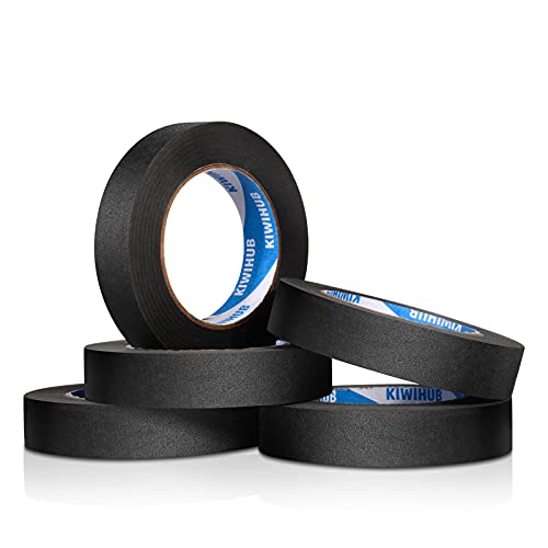 Black Painters Tape, 1 in x 60 yd x 5 Rolls(300 Yards Total) - color: Black