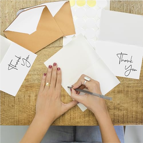 VNS Creations Thank You Cards With Envelopes - 100 Pack 4 x 6 Blank - White - color: White, size: 100 Pack - 4" x 6" (Value Pack)