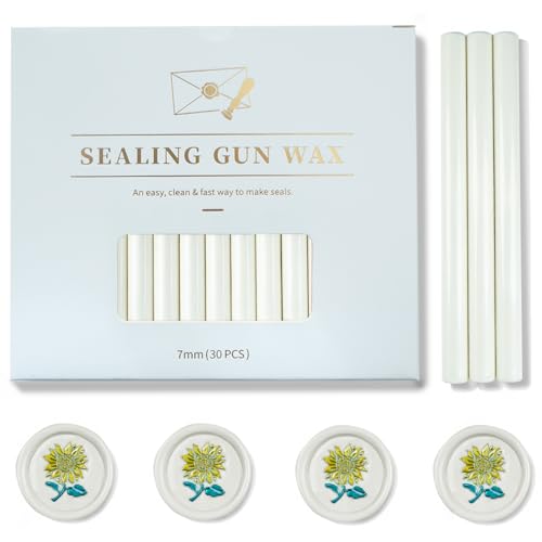 30Pcs White Wax Seal Sticks, 7mm for Mini Glue Gun Sealing - color: White