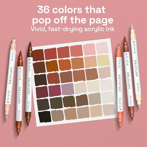 ARTISTRO 36 Skin Tones Dual-Tip Acrylic Paint Marker Pens for Drawing - color: Skin Tones, size: 36