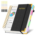 Hardcover Spiral Notebook Journal with Removable Dividers Tabs - color: Black, size: 6.2"x8.2"