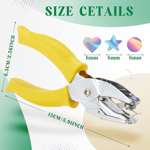 Zonon 3 Pcs Round Heart Star Orange Yellow Green Hole Punchers - color: Orange Yellow Green, style: Round Heart Star