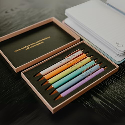 MESMOS 6pk German-Made Ink Fancy Pen Set for Women, Teacher Appreciation Gift Ideas for Women, Best Teacher Gifts Supplies, Refillable Nice Cute Pens, Boss Lady, Office Coworkers, Metal Ballpoint Pens - style: Appreciate 6pk