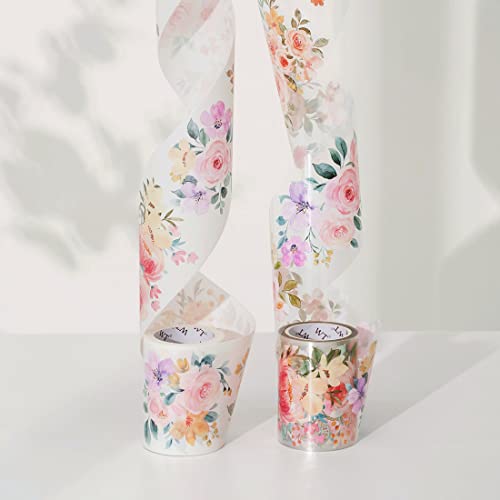 WT Flower Corridor Wide Washi Tape, Floral Designs, Not Pre-Cut | Japanese washi paper with floral artwork. Continuous roll, 60mm x 5m, for journaling, scrapbooking and planners. - color: Wt Non-pre-cut Flower Corridor Wide Washi Tape