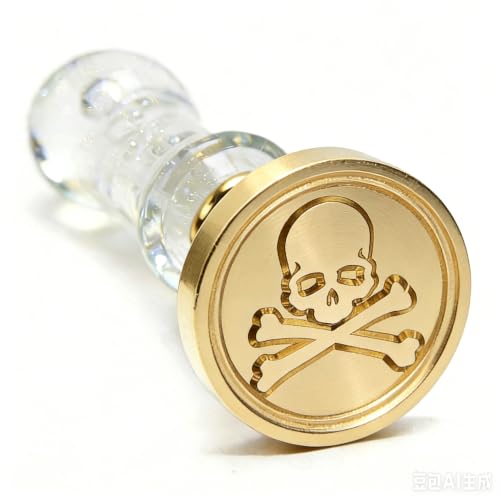 LANKIN Skull Wax Seal Stamp, Halloween Theme; 25mm Brass Head - color: Skull