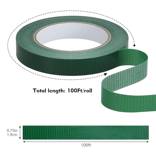 2Rolls Green Floral Tape 3/4IN×33Yd Waterproof Florist Tape for Flower - size: 2 rolls/0.75in