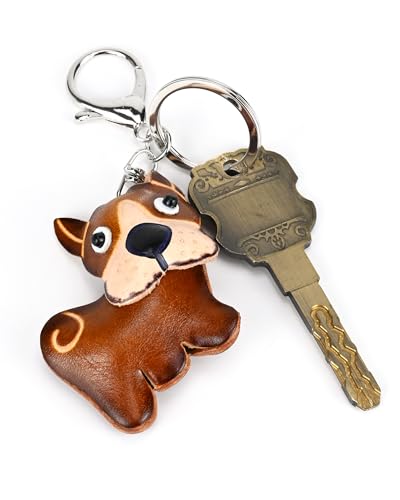 Leather Keychain Vintage Handmade Key Chain Purse Charm Gift for Women Girl - color: Bulldog2