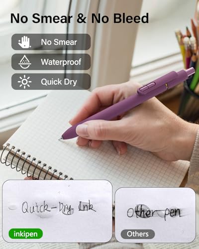 inkipen 8 Pcs Gel Pens, Black Ink with Fidget Clip, Fine Point(0.5mm) - color: vintage color-8PCS