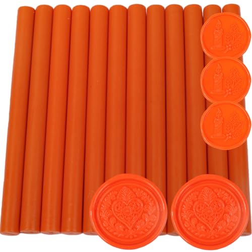 12 Pcs Glue Gun Wax Seal Sticks for Seal Stamp, Vintage Sealing Wax Sticks Set Suit to 0.43'' Standard Glue Gun Great for Wedding Invitation, Cards, Envelopes, Christmas Ideas (Orange Yellow) - color: Orange Yellow