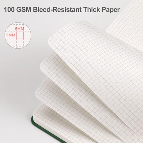 EMSHOI Graph Grid Journal Notebook, 192 Pages, A5 Size (5.7'' x 8.3'') - color: Dark Green, style: Grid