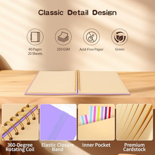 Scrapbook Album 10x10 inch, Travelling Journal Scrap Book Family Scrapbook Scrapbooking Supplies Kits Gift for Couples Anniversary Wedding (purple, 10 x 10 inch) - color: purple, size: 10 x 10 inch
