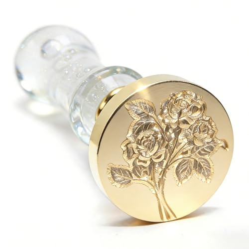 LANKIN Rose Wax Seal Stamp, Floral Plant Theme; 25mm Brass Head - color: Rose