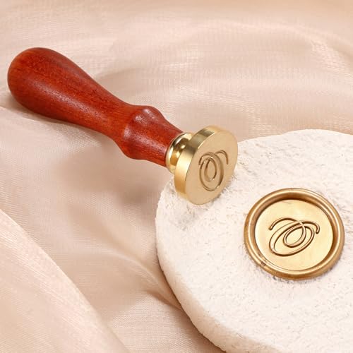Yoption Handwritten Initial Alphabet Wax Seal Stamp, Letter O | Brass Head and Wooden Handle Sealing Stamp for Wedding Invitations, Envelopes, Christmas Cards, Gift Wrapping, Snail Mails - style: O