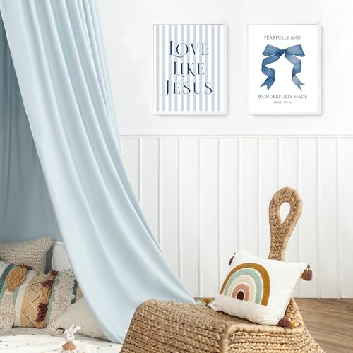 LARTSFRO Coquette Navy Blue Bow Jesus Wall Art Decor Posters, Blue Bow Christian Room Bedroom Bathroom Wall Art Decor Aesthetic for Teen Girls College Gifts, Inspirational Bible Verses Bow Wall Decor, 10x8 Inch Set of 4 Bow Pictures(UNFRAMED) - color: nav
