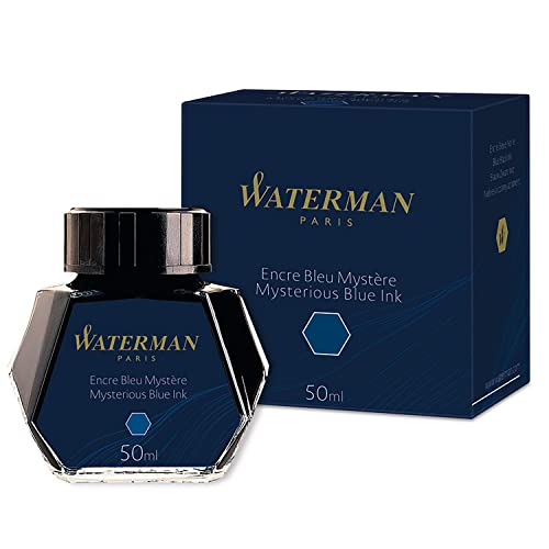 Waterman Fountain Pen Ink Bottle, Mysterious Blue, 50ml, 1 Count - color: Mysterious Blue