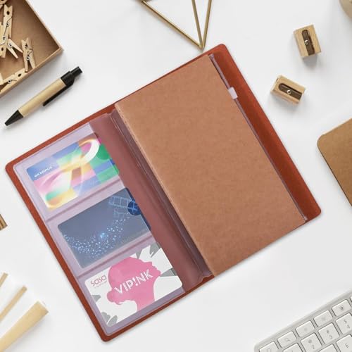 AYNEFY Travel Notebook,Classic PU Leather Cover Travel Journal Personalized Journal Diary Refillable Notepad for Travelers Professionals (Dark brown) - color: Dark brown