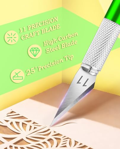 DIYSELF Craft Knife with 10 Extra #11 Blades, Precision Hobby Knife Set with Steel Ruler, Exacto Knife for Crafting, Polymer Clay, Pottery, Paper, Vinyl, Stencil & Model Making (Green) - color: Green-10blades