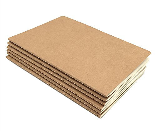ALIMITOPIA 6 pack Notebook Brown Softcover Thread-bound Notebook Journal Diary Memo Notepad,A5 Size(5.5"X8.3"),30 sheets(Ruled Pages) - size: A5 Size (Ruled Pages)