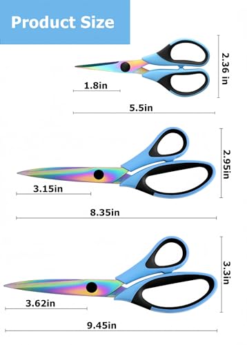 Craft Scissors All Purpose Heavy-duty,3 Pack, Blue Black - color: Blue Black
