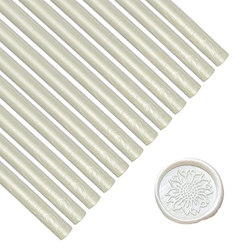 12PCS Pearl White Wax Sealing Sticks for Wax Seal Stamp, YOSENLING Seal Wax Sticks for Glue Gun,Great for Wedding Invitations, Wine Packages,Cards Envelopes, Gift Wrapping (Pearl White) - color: Pearl White