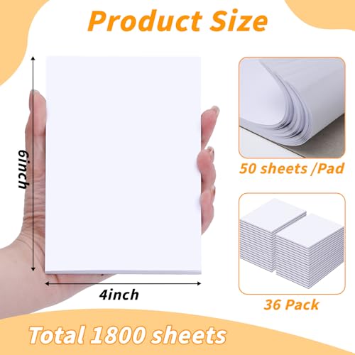 Oleitodh 36 Pack 4 x 6 Inch Note Pads White Memo Pads Small Writing Pads - size: 4 x 6 inch-36Pack