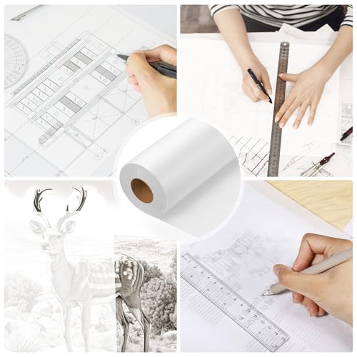 Tracing Paper Roll 17 in × 75 yd, White Translucent for Sewing, Drawing | Translucent Tear-Resistant Paper, Clean Line Transfer, Cut-To-Size Roll for Patterns, Drafting, Art Project & Gift Wrapping - size: 17in x 75yd