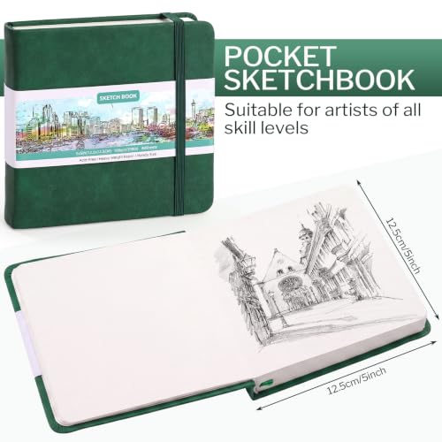 Sketch Book 5 x 5Inch, 80 Sheets Small Sketchbook, Christmas Green - color: Christmas Green