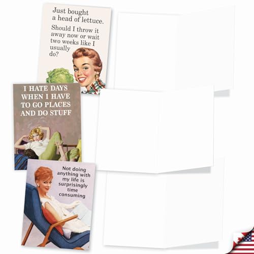 Best Card Co 20 Blank Retro Cards Assortment (4 x 5.12 Inch) (10 Designs, 2 Each) Hot Mess for Men and Women AM6622OCB-B2x10-NB - style: Hot Mess